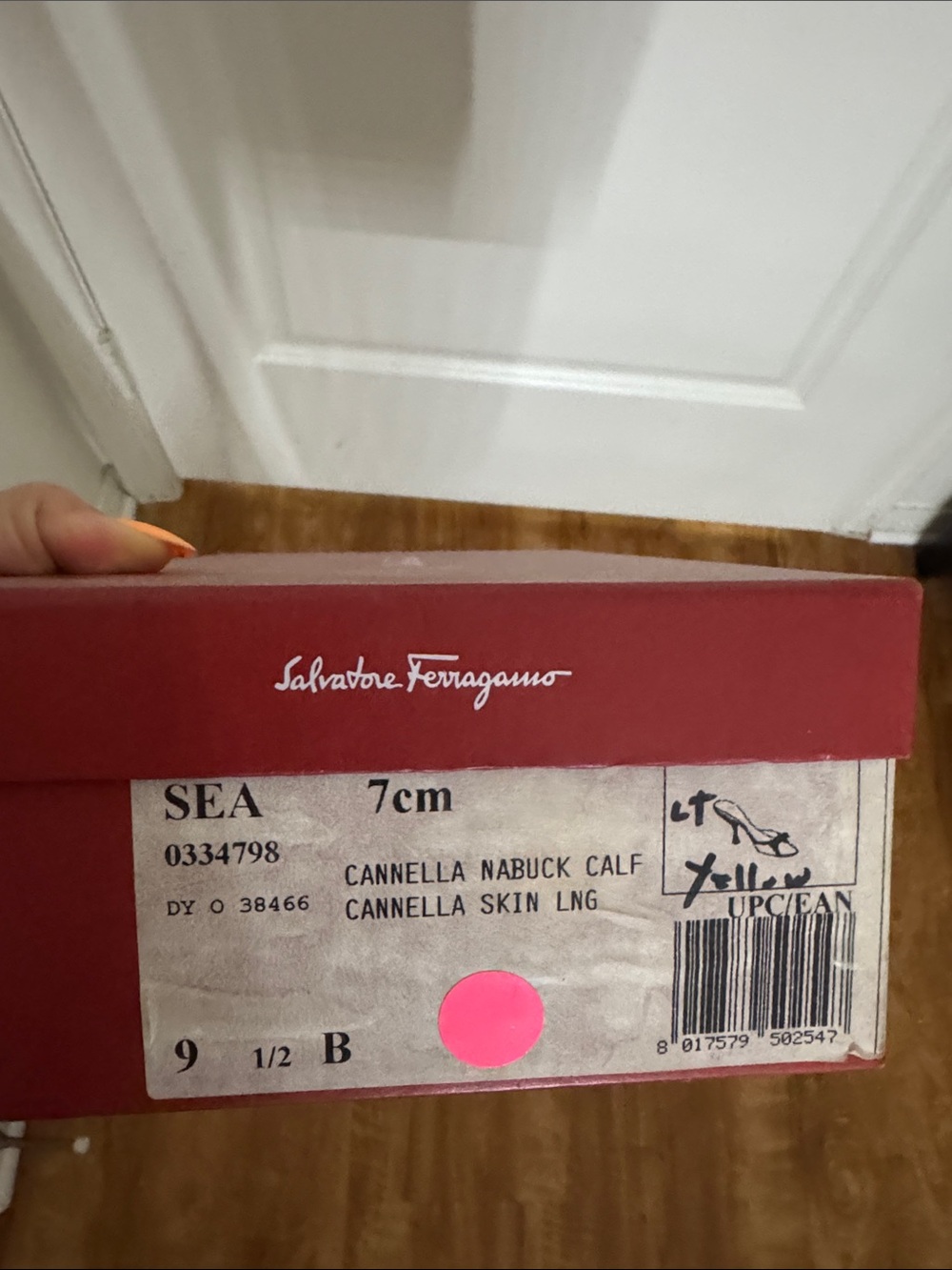 Salvatore Ferragamo Mustard Suede Peep-Toe Mules with Signature Bow - Picture 7 of 7